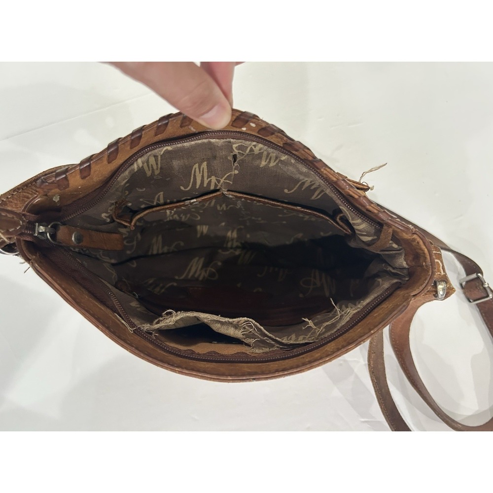 Vintage American‎ West genuine leather shoulder purse bag Hand Tooled - Flaws - Picture 7 of 9